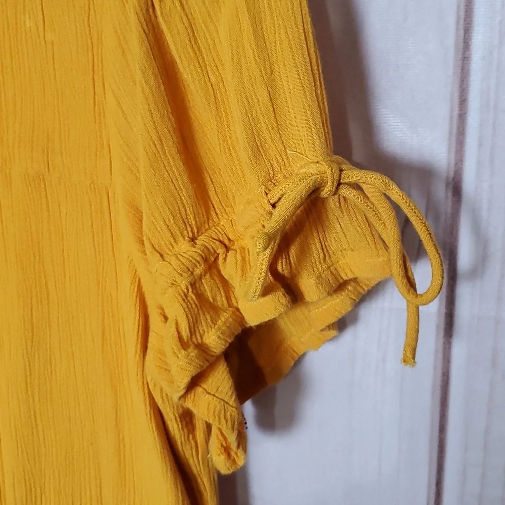 Vero Moda Yellow Button Up Square Neck Cotton Dress Size M Fall/Spring/Summer - Picture 3 of 9